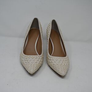 INC Juney 7M White Pearl Embellished Pointed Toe Heels Pumps NWOB